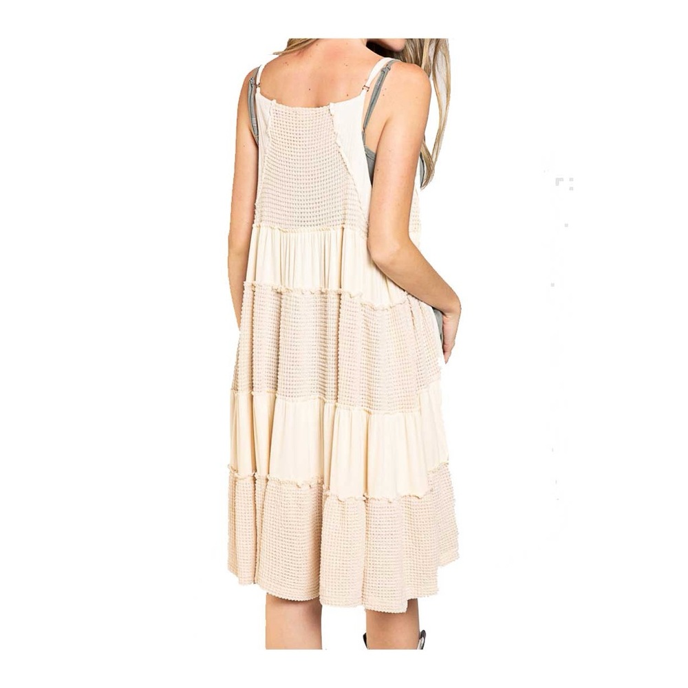 POL Boho Women’s Open Sleeveless Tie Front Distressed Ruffle Dress Coverup NWOT - Picture 2 of 10